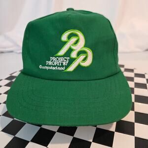 Vintage Computerland Project Profit 87 Yupoong Leather Strapback Hat OSFA‎